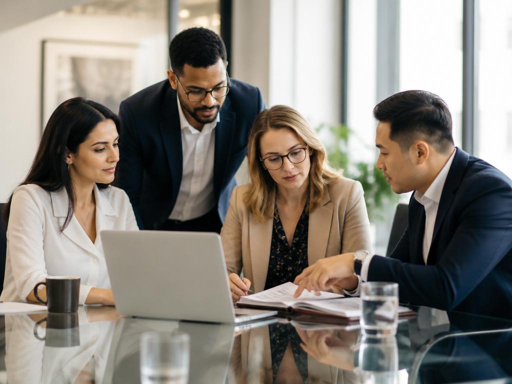 Corporate team planning together